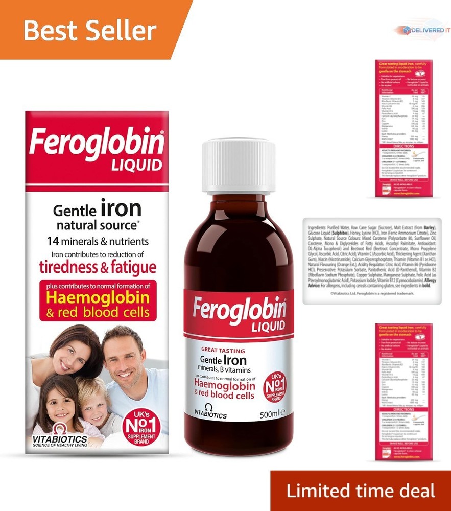 Organic Liquid Supplement 500ml Iron B12 Vitamins Tasty for All Ages