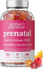 Vegan Prenatal Vitamin Gummies: DHA Omega 3, Methylfolate, Choline, D3, Pregnanc