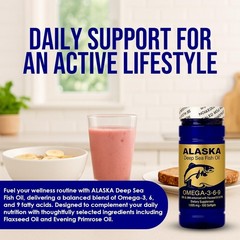 Alaska Deep Sea Fish Oil Omega 3-6-9 100 Softgels | Flaxseed & Evening Primrose