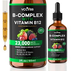 Vitamin B Complex Drops, 5000mcg Methylcobalamin, Sublingual Liquid | With B1…