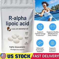 R-alpha Lipoic Acid 600mg With Coconut Oil, 120 Softgels, Antioxidant Support