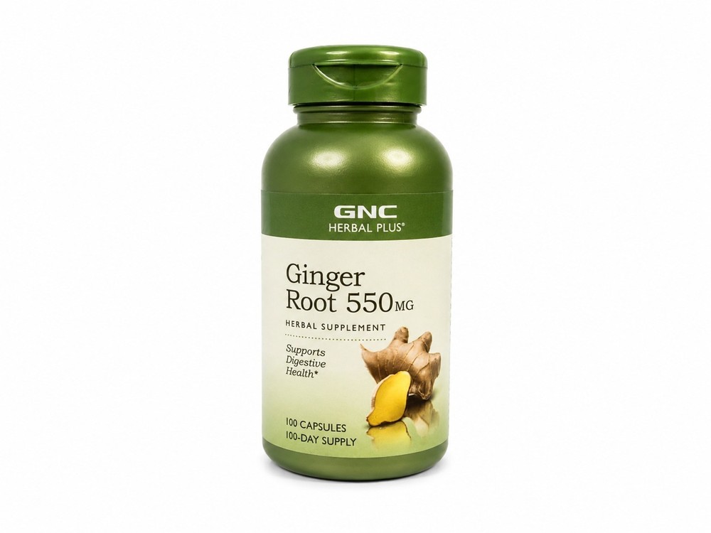 GNC Herbal Plus Ginger Root 550mg 100 Capsules Digestive Health Supplement
