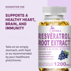 Natural Resveratrol Extract Caps Maximum Strength 1200MG Anti Aging Antioxid