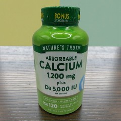 Natures Truth Absorbable Calcium 1200mg Vitamin D3 5000 IU 120 Softgels 6/2027