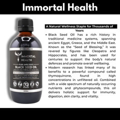 Immortal Health Black Seed Oil 200ml | Cold Pressed | Unfiltered | TQ Certified