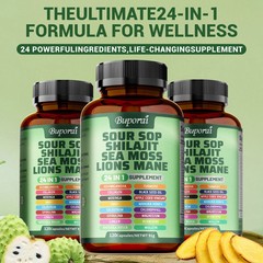 3PCS Soursop Shilajit Sea Moss Lion’s Mane – Energy, Brain Boost, Immune Support
