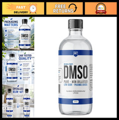 99.9% Pure DMSO Liquid, Low Odor, 8 oz Glass Bottle – Dimethyl Sulfoxide Solutio