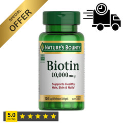Nature’s Bounty Biotin 10000 mcg Rapid Release Softgels 120 Ct Hair Skin