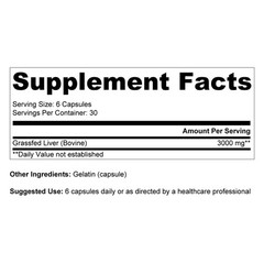 Ancestral Supplements Grass Fed Beef Liver Desiccated Iron Vitamin B12 180 Caps