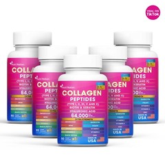 Collagen Peptides Pills 1000mg Hydrolyzed Anti Aging Capsules Types I,II,III,V,X