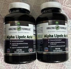 2 Amazing Formulas Alpha Lipoic Acid 600 mg 120 Caps Exp 08/25