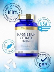 Magnesium Citrate1800mg 120 Coated Caplets Vegetarian Non-GMO Gluten Free Suppl