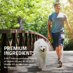 Vitamin K2 D3 (MK7) Supplement Non-Gmo Formula Vitamin D3 5000IU (125 Mcg) & 90