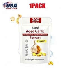 Elare Aged Garlic Extract, 300 Softgels, 7500mg Odorless Heart & Immune USA