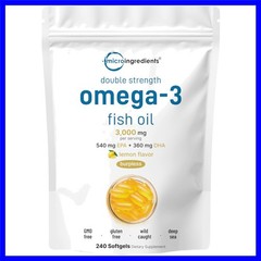 Omega 3 Fish Oil Supplements 3,000mg Per Serving, 240 Softgels | Lemon Flavor…