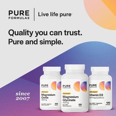 PureFormulas Magnesium Glycinate 100 mg Daily Support 120 Count (Pack of 1)