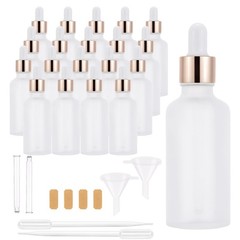20 Pack 50ml Frosted Glass Sample Dropper Bottles, Rose Golden Caps | 1.7oz E…