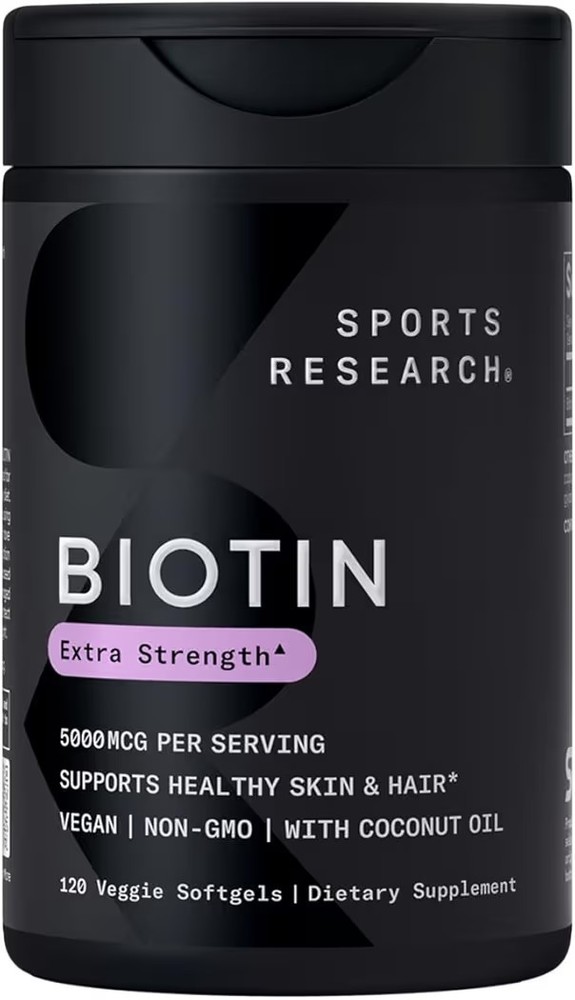 Sports Research Biotin – Skin, Hair & Nail Health – 120 softgels – Exp 06/28