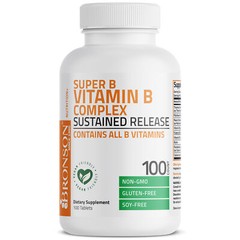 VITAMIN B COMPLEX Sustained Release B1, B2, B3, B6, Folic Acid, B12, 100 Tablets