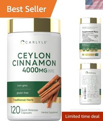 Enhanced Wellness with 120 Count Ceylon Cinnamon Capsules – Non-GMO, Gluten-Free