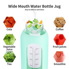 EALGRO 64 oz Glass Water Bottle With Straw and Handle, 64 Ounces, .Navy Blue