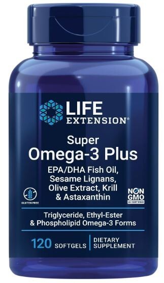 Life Extension Super Omega-3 Plus EPA/DHA Fish Oil Sesame Lignans Olive 120 SG