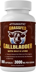 Vitamatic Grass-Fed Beef Gallblader with Bile & Bovine Liver Supplement – 180ct.