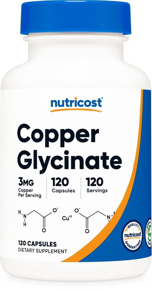 Nutricost Copper Glycinate Capsules (120 Capsules, 3MG Copper per Serving)