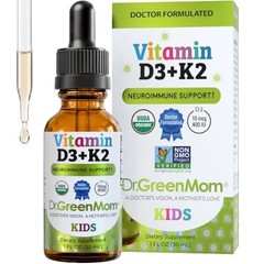 Dr. Green Mom Liquid Vitamin D 3 K2 Drops — Babies & Kids — Organic, 400 IU | in