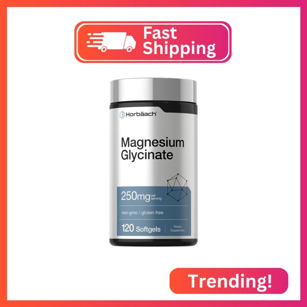 Horbäach Magnesium Glycinate | 250mg | 120 Softgels | Non-GMO and Gluten Free Su