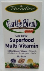 Paradise Herbs Earth’s Blend One Daily Superfood Multivitamin [No Iron], 30 caps