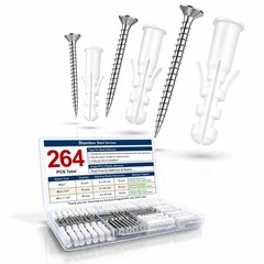 Drywall Anchors and Screws Kit – 264PCS Screws and Anchors for Wall, Drywa