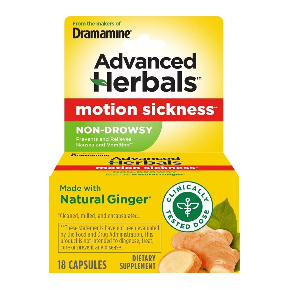 Advanced Herbals Motion Sickness Relief – Non-Drowsy, Naturals With Ginger, 18 C