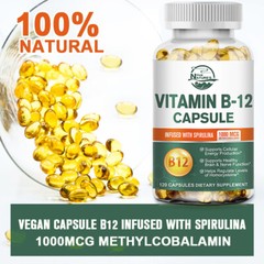 Vitamin B-12 Complex 120 Capsules Energy Support, Health Brain & Nervous System
