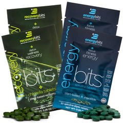ENERGYbits – Organic Spirulina & Chlorella Tablets – Packs 4 Bags, 30/Bag