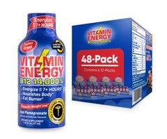(48 Pack) Vitamin Energy® B12 14,000% Energy Shots, Clinically Proven