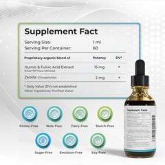 Mineral Drops Humic Acid Fulvic Acid Zeolite Electrolyte Alkaline Water 2 oz