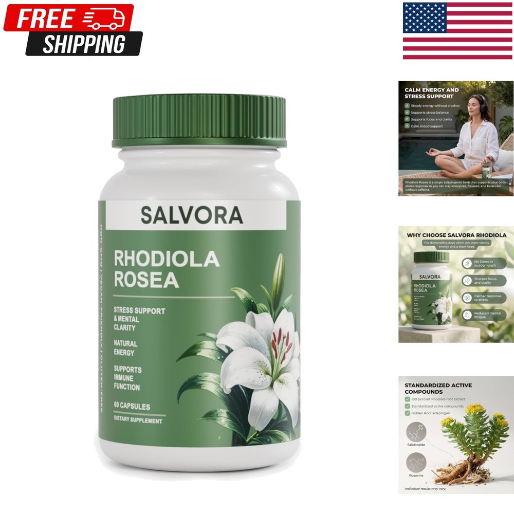 Salvora Rhodiola Rosea Supplement – Golden Root 60 Count (Pack of 1)