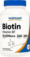 Biotin 10000mcg Vitamin B7 Hair Growth Skin Nails Supplement 240 Veggie Caps