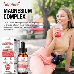 2 Packs 21-in-1 Liposomal 12 Active Magnesium Complex 2000MG+ Liquid Drops – …