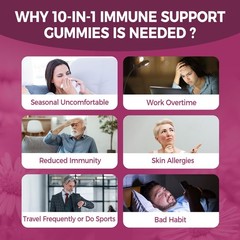 10 in 1 Immune Support Supplement Gummies, w/Echinacea, Elderberry Vitamin C …