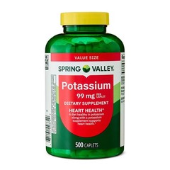 Spring Valley Potassium 99 mg Caplets, General Wellness Supplement, 500 Count