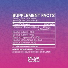 New 60 Count Capsules Me.ga Spore.Biotic Probiotic Supplement
