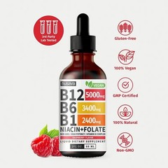NUSAVA Vitamin B12 and B6 Liquid Drops, B12 Sublingual Vitamin B Complex,B1