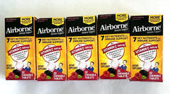 5 Airborne Vitamin C 1000mg 7 nutrients Very Berry 160 chewable tab total 10/26+