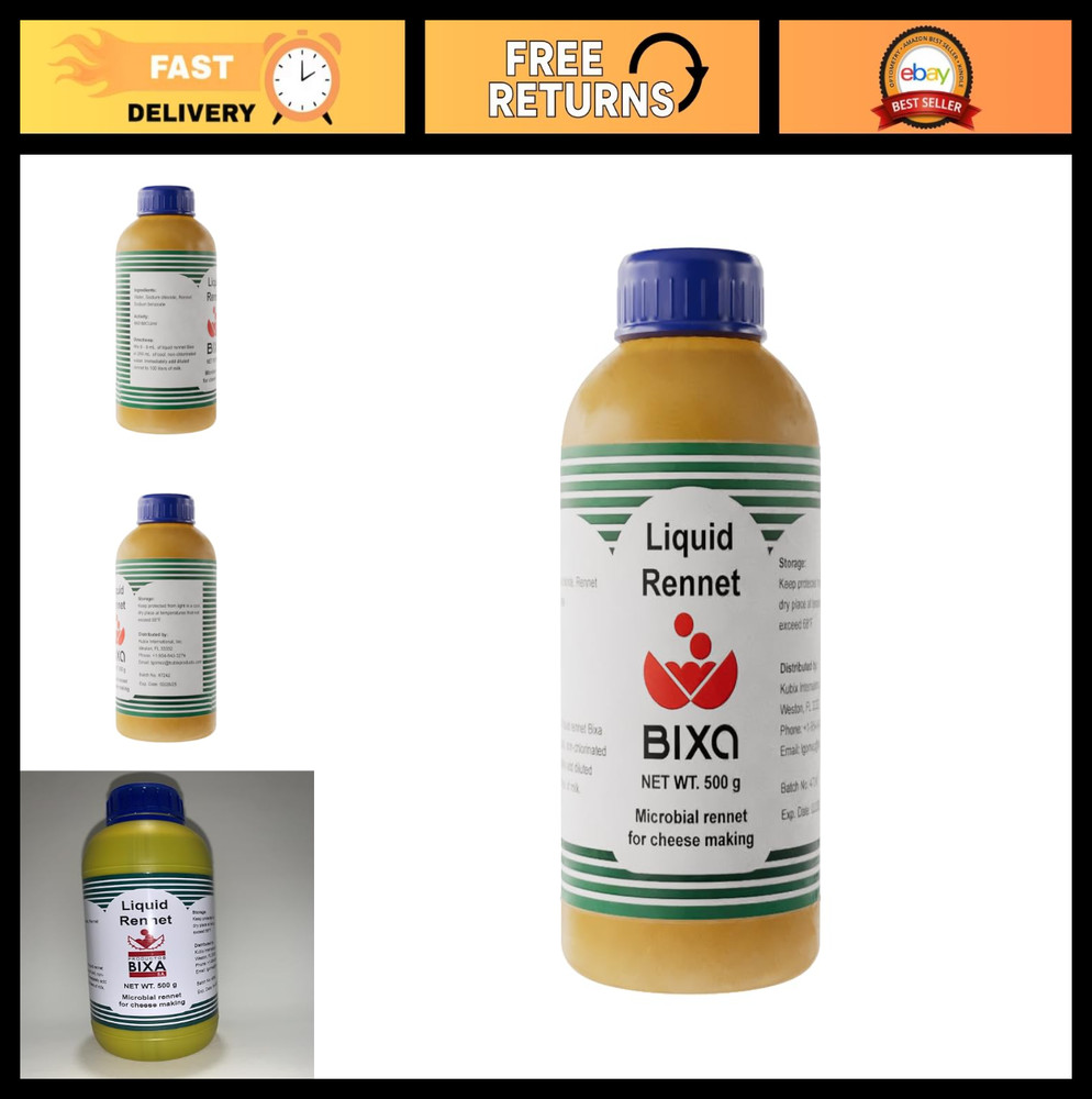 Liquid Microbial Rennet for Cheese Making – Vegetarian, Non-GMO, 16.9 fl oz