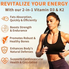 Vitamin D3 K2 Supplement 10000 IU 120 Softgels MXCZBSM