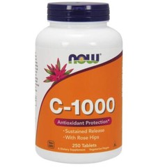 NOW Vitamin C 1000 with Rose Hips Sustained Release 250 Count Vegan Non GMO
