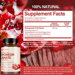 120pcs Pomegranate 5000mg – 40% Ellagic Acid – Heart Joint Support, Antioxidant