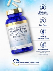 Magnesium Bisglycinate 665mg | 250 Capsules | Buffered Supplement | by Carlyle